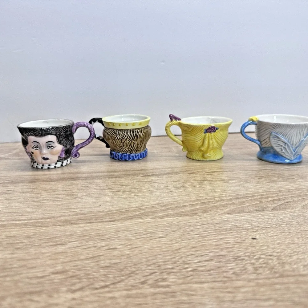 Department 56 Alice in Wonderland 1996‎ Character Cups Set of 4 Ceramic